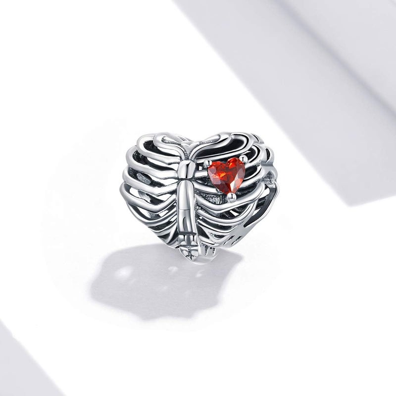 BABAMIA Store Rose Charm Heart Charms for Bracelets 925 Sterling Silver Bead Charm Fits Bracelets and Necklaces Paved with Cubic Zirconia Animal Skull Charm Dainty Halloween Charms Jewelry for Women Girls - Image 4